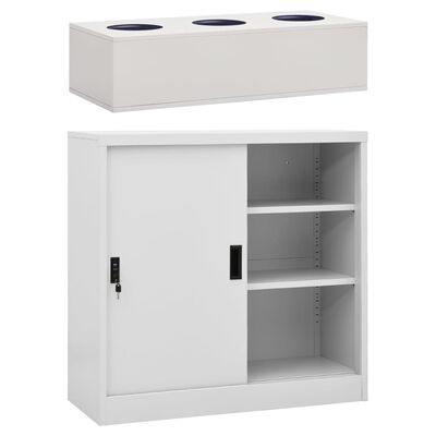 vidaXL Armoire à portes coulissantes avec jardinière Gris clair Acier