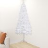 vidaXL Sapin de No&euml;l artificiel d'angle Blanc 150 cm PVC