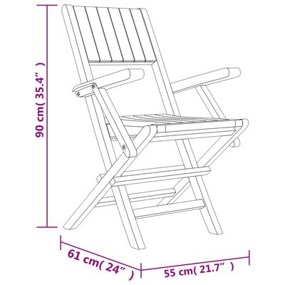 vidaXL Chaises de jardin pliantes lot de 2 55x61x90cm bois massif teck