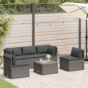 vidaXL Salon de jardin 4 pcs avec coussins R&eacute;sine tress&eacute;e Gris