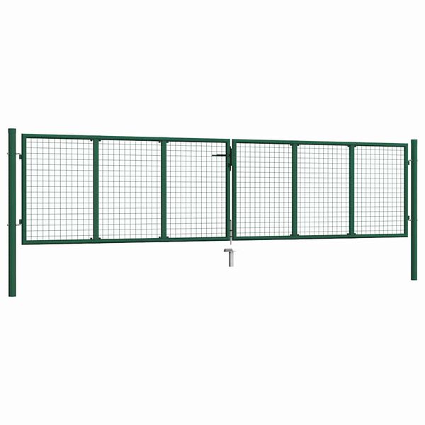 vidaXL Portail de jardin en acier grillag&eacute; 400 x 100 cm vert