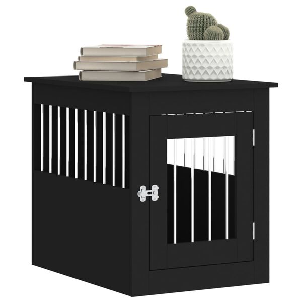 vidaXL Meuble de cage pour chiens noir 55x75x65 cm bois d'ing&eacute;nierie