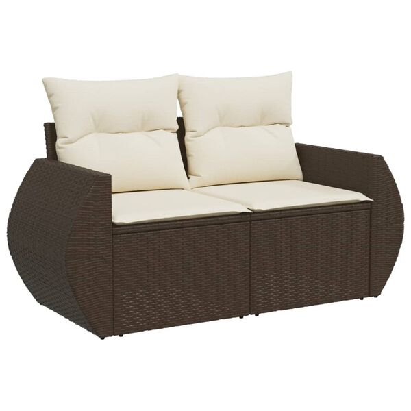 vidaXL Salon de jardin avec coussins 7 pcs marron r&eacute;sine tress&eacute;e