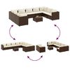 vidaXL Salon de jardin 10 pcs avec coussins marron r&eacute;sine tress&eacute;e