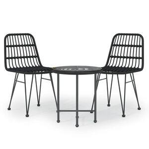 vidaXL Ensemble à manger de jardin 3 pcs Noir Résine tressée