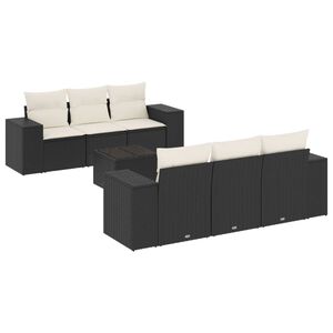 vidaXL Salon de jardin 7 pcs avec coussins noir r&eacute;sine tress&eacute;e