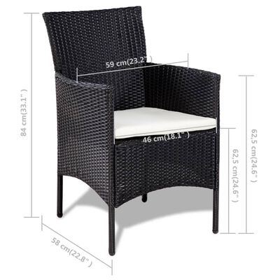 vidaXL Salon de jardin 4 pcs avec coussins Résine tressée Noir