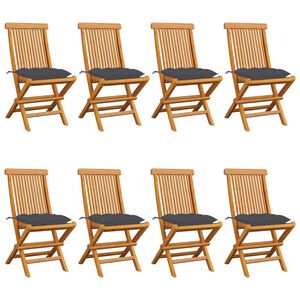vidaXL Chaises de jardin avec coussins anthracite lot de 8 Teck massif