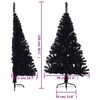 vidaXL Demi sapin de No&euml;l artificiel avec support Noir 150 cm PVC