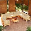 vidaXL Salon de jardin 11 pcs avec coussins cr&egrave;me Bois de pin solide