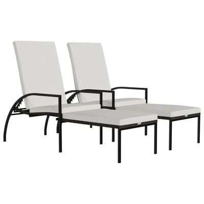 vidaXL Chaises longues avec repose-pied lot de 2 Résine tressée Marron