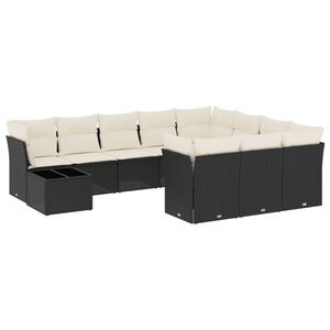 vidaXL Salon de jardin 11 pcs avec coussins noir r&eacute;sine tress&eacute;e