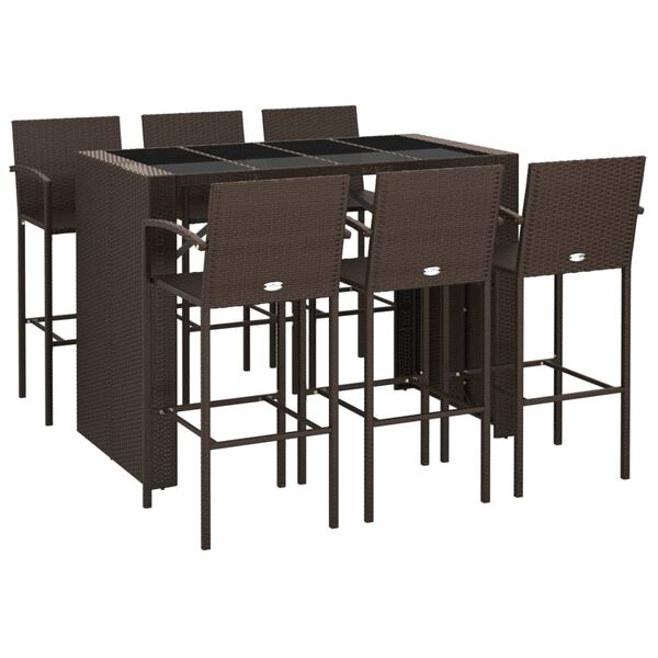 vidaXL Ensemble de bar de jardin 7 pcs marron r&eacute;sine tress&eacute;e