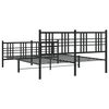 vidaXL Cadre de lit m&eacute;tal sans matelas avec pied de lit noir 150x200cm