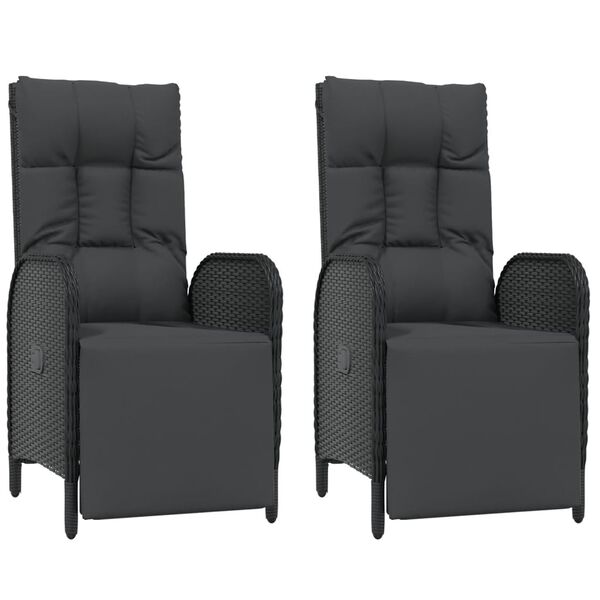 vidaXL Chaises inclinables d'ext&eacute;rieur et coussins lot de 2 Poly rotin