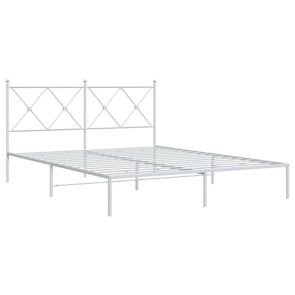 vidaXL Cadre de lit m&eacute;tal sans matelas et t&ecirc;te de lit blanc 150x200 cm