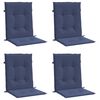 vidaXL Coussins de chaise &agrave; dossier bas lot de 4 bleu marine tissu