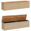 vidaXL Bo&icirc;te de rangement de jardin beige r&eacute;sine tress&eacute;e bois d'acacia