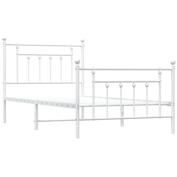 vidaXL Cadre de lit métal sans matelas et pied de lit blanc 100x190 cm