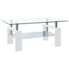 vidaXL Table basse Blanc et transparent 95x55x40 cm Verre tremp&eacute;