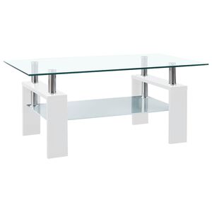 vidaXL Table basse Blanc et transparent 95x55x40 cm Verre tremp&eacute;