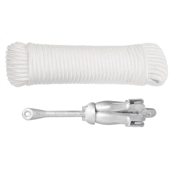 vidaXL Ancre pliable avec corde argenté 2,5 kg fer malléable