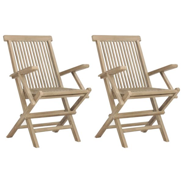 vidaXL Chaises de jardin pliantes lot de 2 gris 56x61x89cm bois teck