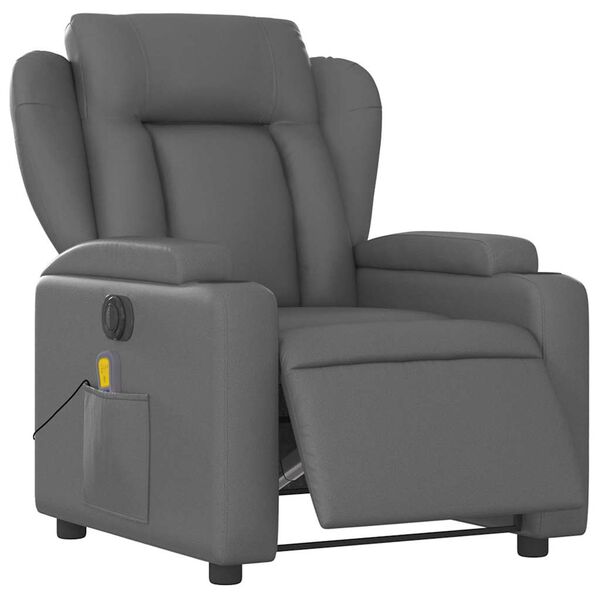 vidaXL Fauteuil inclinable de massage électrique gris similicuir
