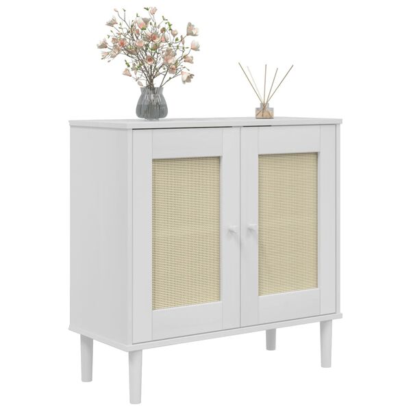 vidaXL Buffet SENJA aspect rotin blanc 80x35x80 cm bois massif de pin