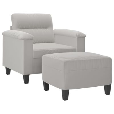 vidaXL Fauteuil avec repose-pied Gris clair 60 cm Tissu microfibre