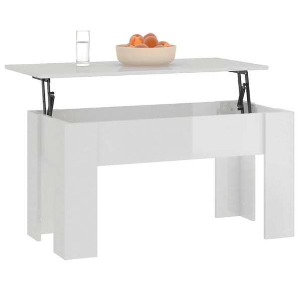 vidaXL Table basse blanc brillant 101x49x52 cm bois d'ing&eacute;nierie