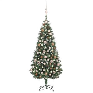 vidaXL Arbre de No&euml;l artificiel pr&eacute;-&eacute;clair&eacute;/boules pommes de pin 180cm
