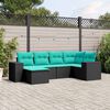 vidaXL Salon de jardin 6 pcs avec coussins noir r&eacute;sine tress&eacute;e