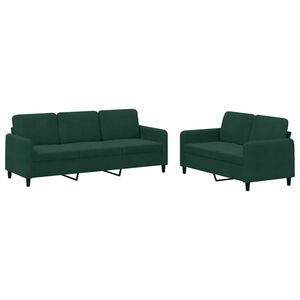 vidaXL Ensemble de canap&eacute;s 2 pcs vert fonc&eacute; velours