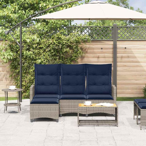 vidaXL Canap&eacute; de jardin inclinable coussins forme de L gris polyrotin