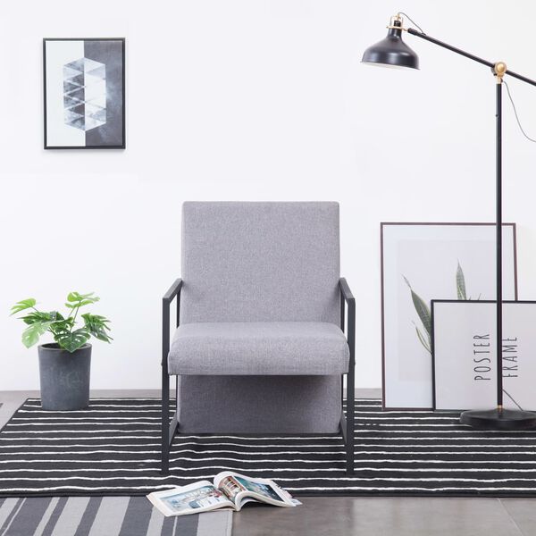 vidaXL Fauteuil avec pieds chrom&eacute;s gris clair tissu