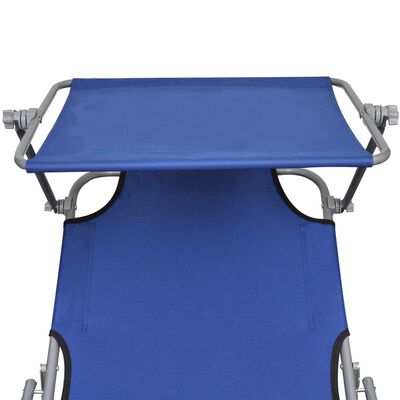 vidaXL Chaise longue pliable avec auvent Bleu Aluminium