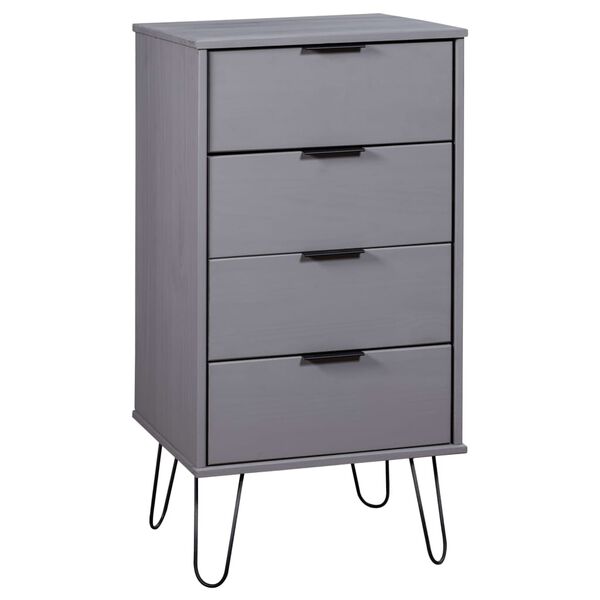 vidaXL Armoire &agrave; tiroir Gris 45x39,5x90,3 cm Bois de pin solide