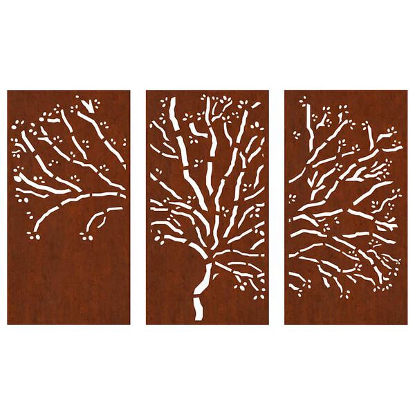 vidaXL D&eacute;corations murales jardin 3 pcs 105x55 cm design d'arbre acier