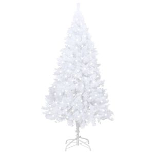vidaXL Arbre de No&euml;l artificiel pr&eacute;-&eacute;clair&eacute; et branches &eacute;paisses blanc