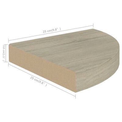 vidaXL Étagères d'angle flottantes 4 pcs chêne 25x25x3,8 cm MDF