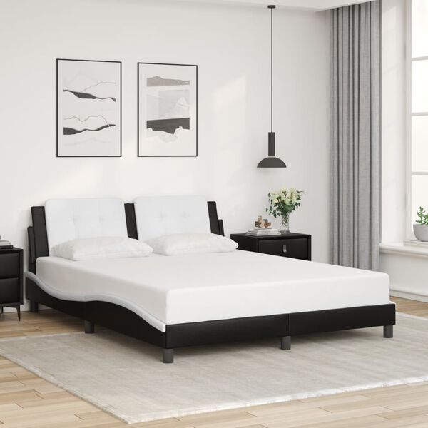 vidaXL Cadre de lit avec LED sans matelas Zadar noir blanc 152x203 cm