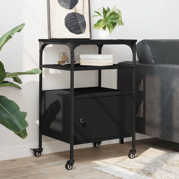 vidaXL Support d'imprimante à 3 niveaux noir 50x40x76 cm