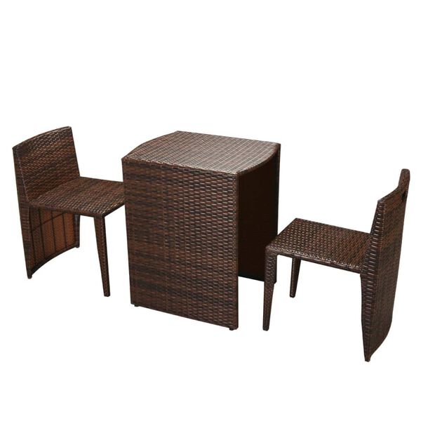 vidaXL Ensemble de bistro 3 pcs avec coussins Résine tressée Marron