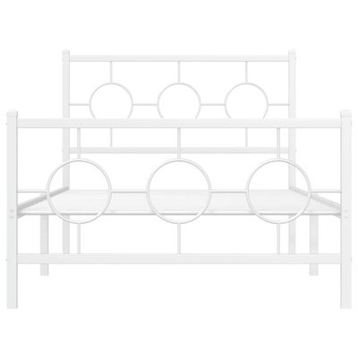 vidaXL Cadre de lit métal avec tête de lit/pied de lit blanc 100x200cm