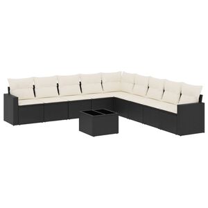 vidaXL Salon de jardin 10 pcs avec coussins noir r&eacute;sine tress&eacute;e
