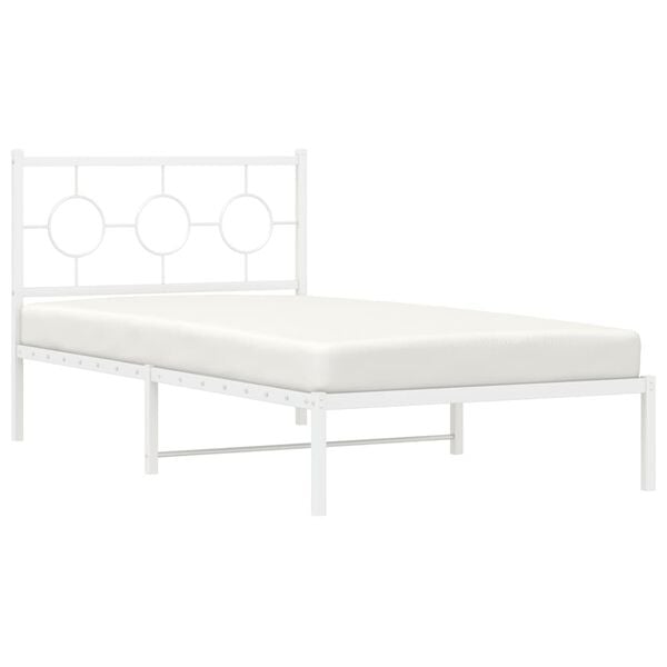 vidaXL Cadre de lit m&eacute;tal sans matelas et t&ecirc;te de lit blanc 100x200 cm