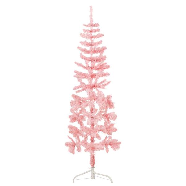 vidaXL Demi sapin de No&euml;l artificiel mince avec support Rose 150 cm