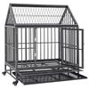 vidaXL Cage pour chien avec roues et toit Acier 92x62x106 cm