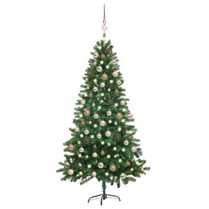 vidaXL Arbre de No&euml;l artificiel pr&eacute;-&eacute;clair&eacute; et boules 150 cm Vert